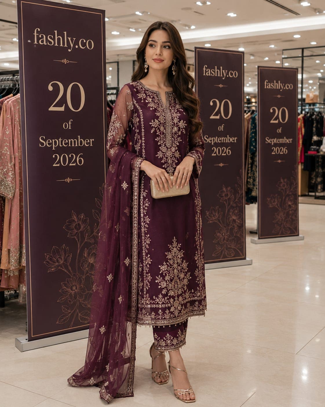 Wine Luxe Embroidered Suit